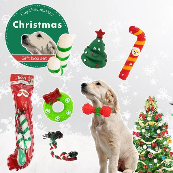 Christmas Dog Toy Set with Plush Sound Knot - themiraclebrands.com