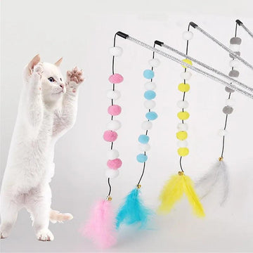 Color-Matching Pompon Cat Teaser Stick - themiraclebrands.com