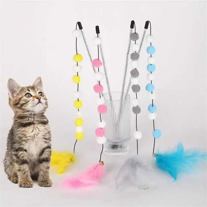 Color-Matching Pompon Cat Teaser Stick - themiraclebrands.com