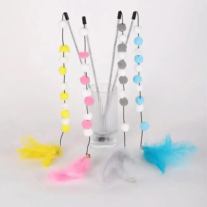 Color-Matching Pompon Cat Teaser Stick - themiraclebrands.com