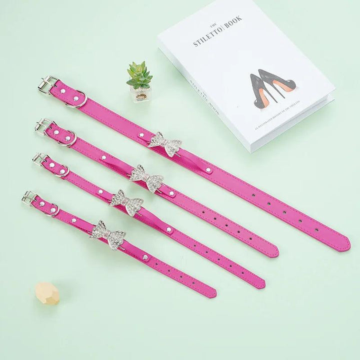 Cute Bling Rhinestone PU Leather Collar - themiraclebrands.com