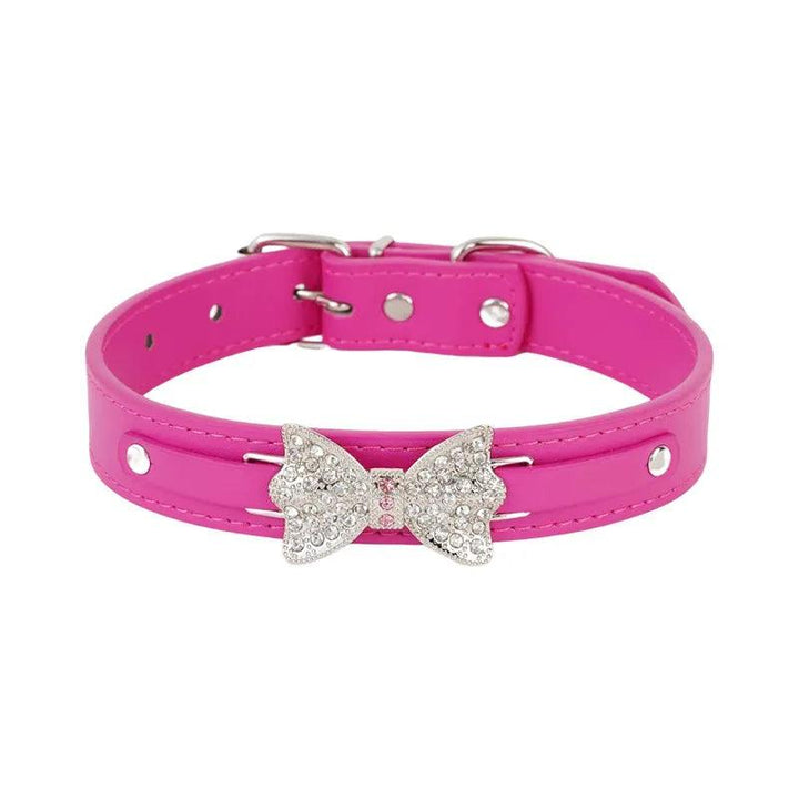 Cute Bling Rhinestone PU Leather Collar - themiraclebrands.com