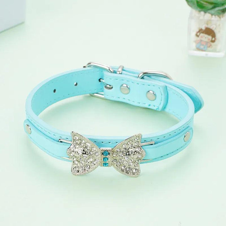 Cute Bling Rhinestone PU Leather Collar - themiraclebrands.com