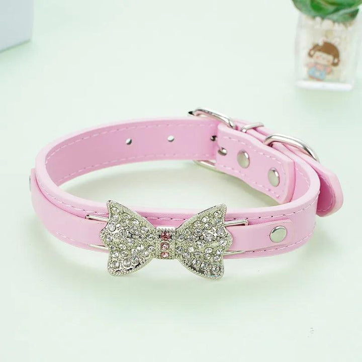 Cute Bling Rhinestone PU Leather Collar - themiraclebrands.com