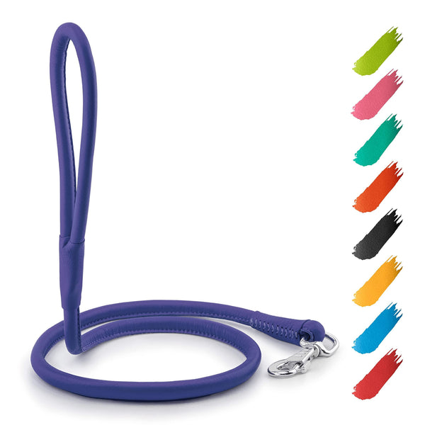 Rolled Leather Dog Leash 6Ft – Soft, Durable Lead for All Dog Sizes