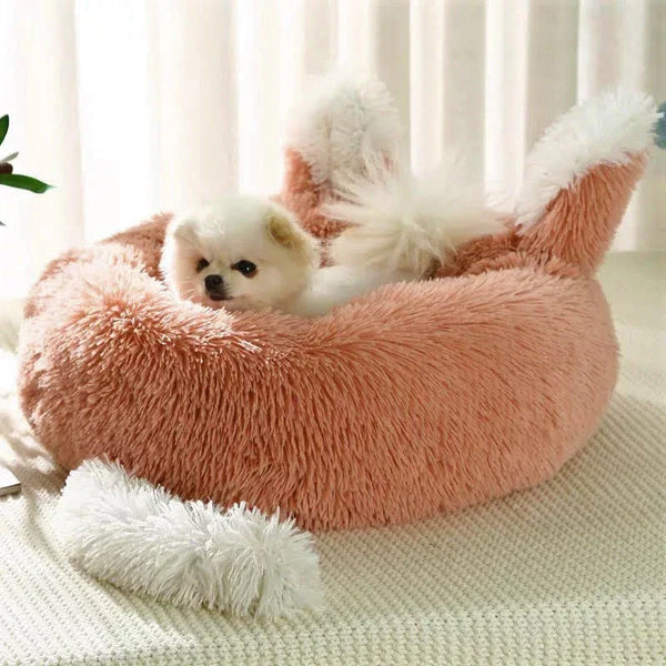 Plush Cat & Small Dog Bed with Ears and Tail – 20"