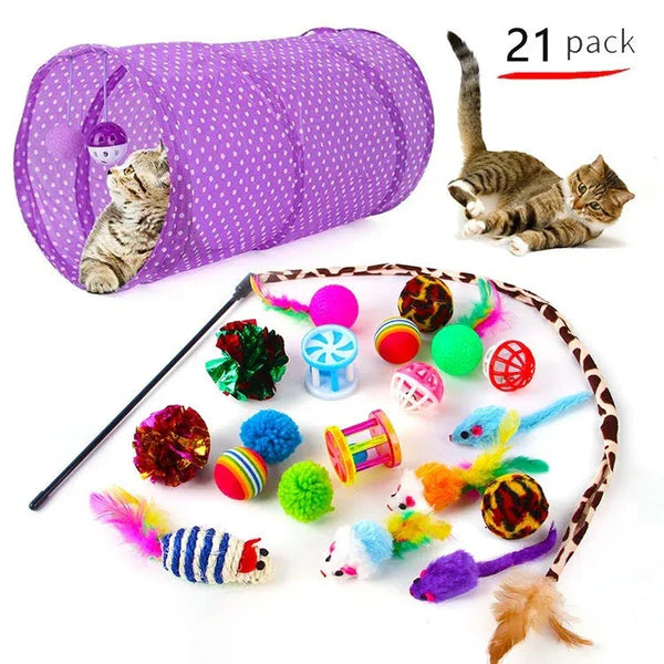 21pcs Assorted Interactive Cat Toys Set