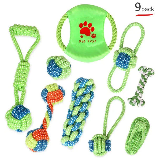 9 pcs Braided Cotton Rope Dog Chew Toys