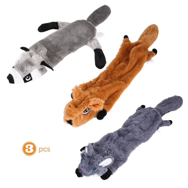 3pcs No Stuffing Dog Toys Set – Assorted