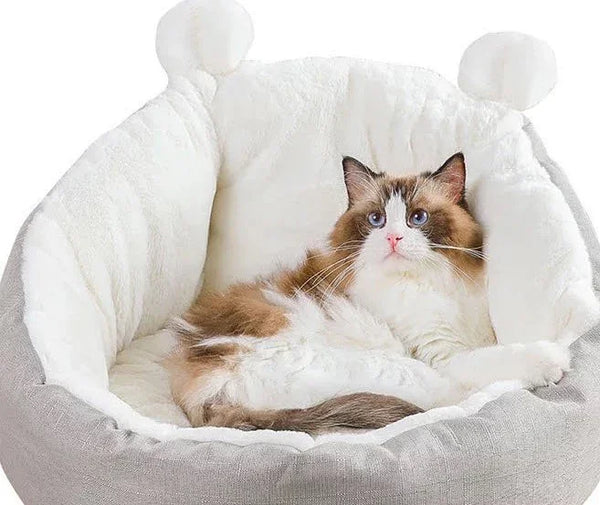 Soft & Cozy Cat Bed Sleeping Bag (Medium, Grey)