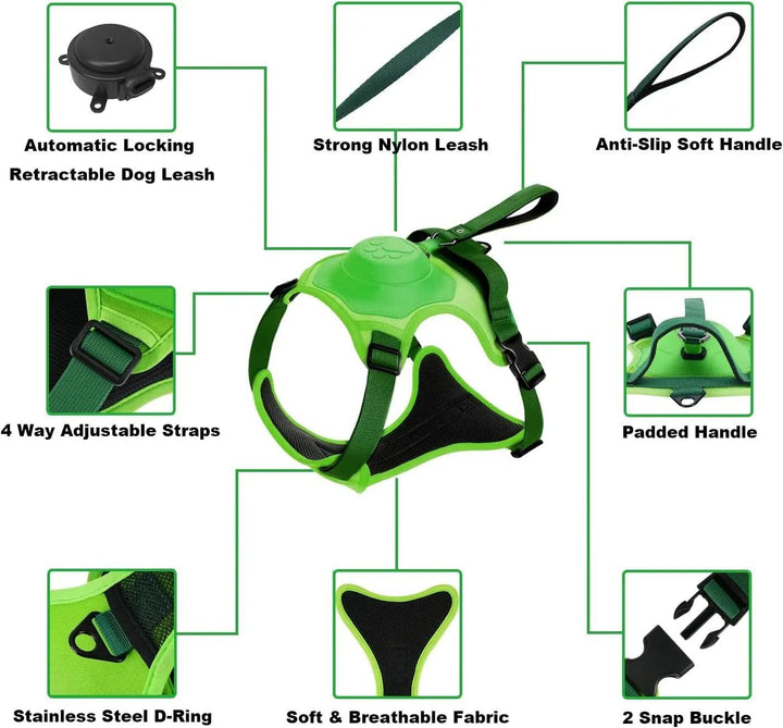 Dog Harness and Retractable Leash Set All-in-One - themiraclebrands.com