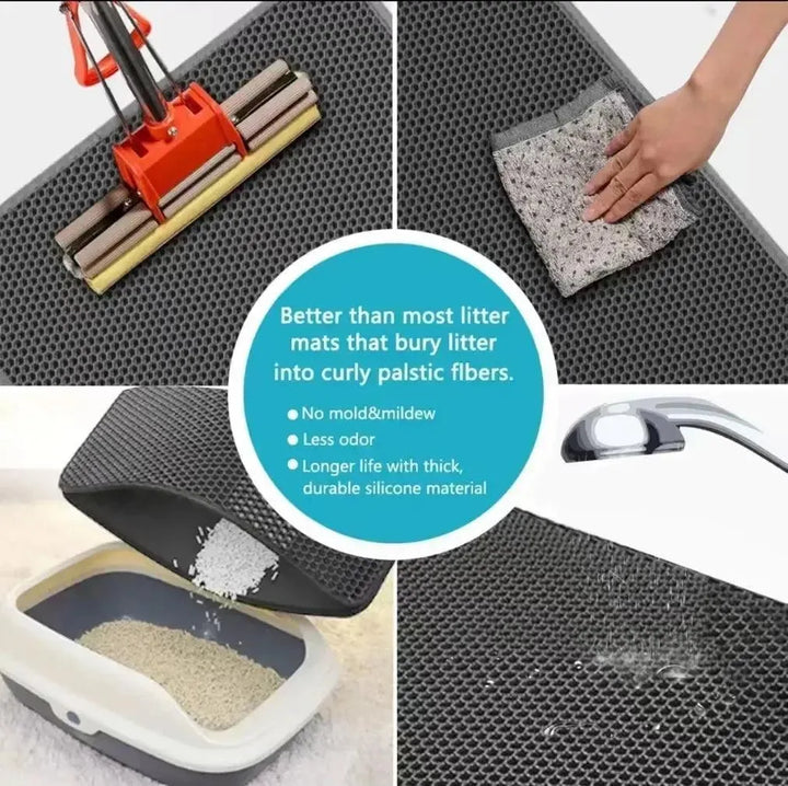 Double-layer Non-slip Cat Litter Mat with Filter Box - themiraclebrands.com