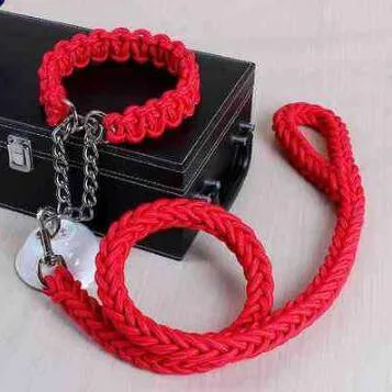 Double Strand Rope Dog Leash with Metal P Chain Buckle - themiraclebrands.com