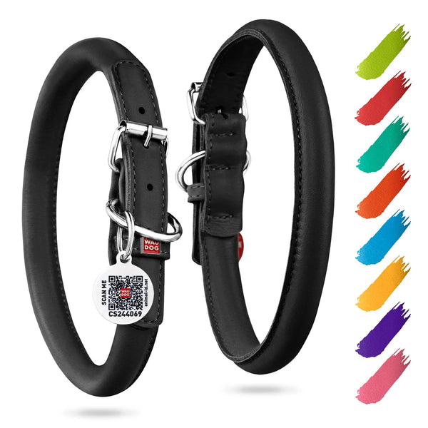 Soft Rolled Leather Dog Collar — Durable & Adjustable