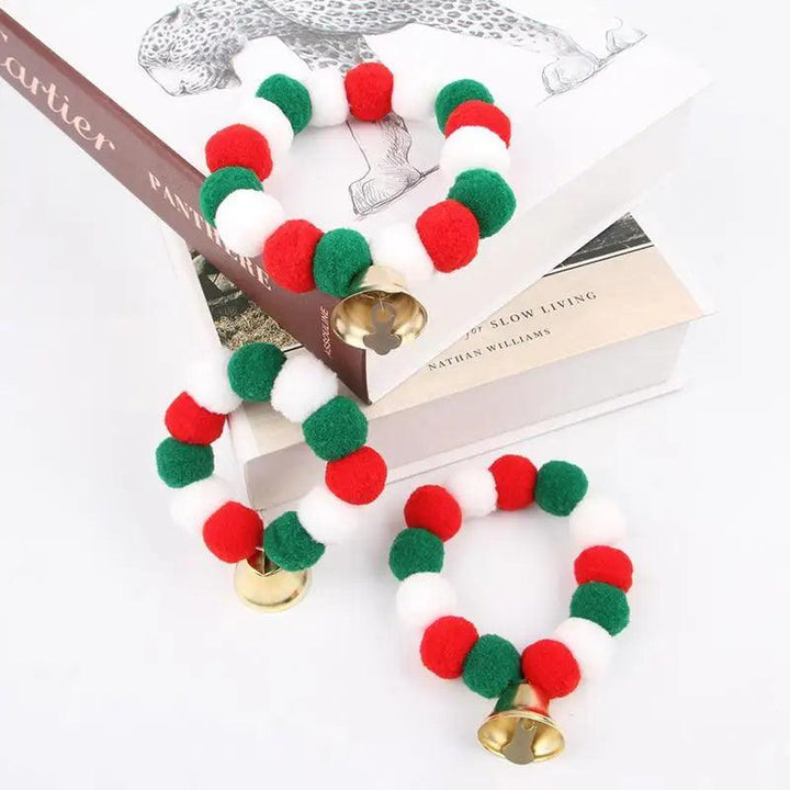 Festive Elastic Pet Christmas Collar with Plush Ball - themiraclebrands.com