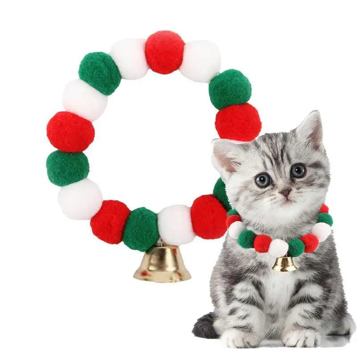 Festive Elastic Pet Christmas Collar with Plush Ball - themiraclebrands.com