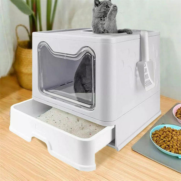 Foldable Top Exit Cat Litter Box Front Entry - themiraclebrands.com