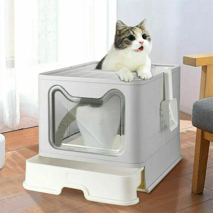 Foldable Top Exit Cat Litter Box Front Entry - themiraclebrands.com