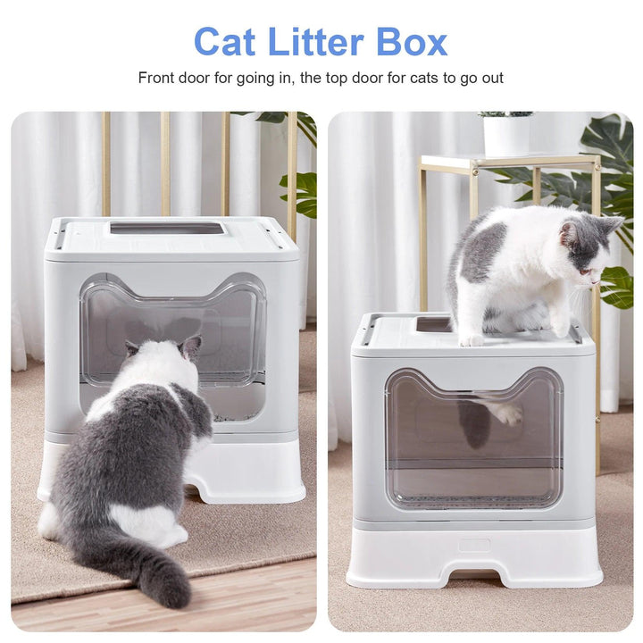 Foldable Top Exit Cat Litter Box Front Entry - themiraclebrands.com