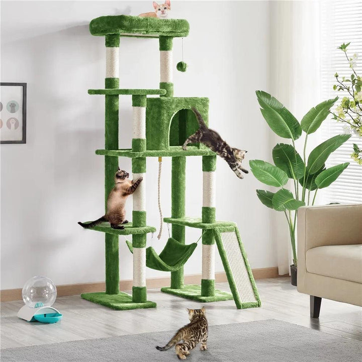 Green Cat Tree with Hammock - themiraclebrands.com