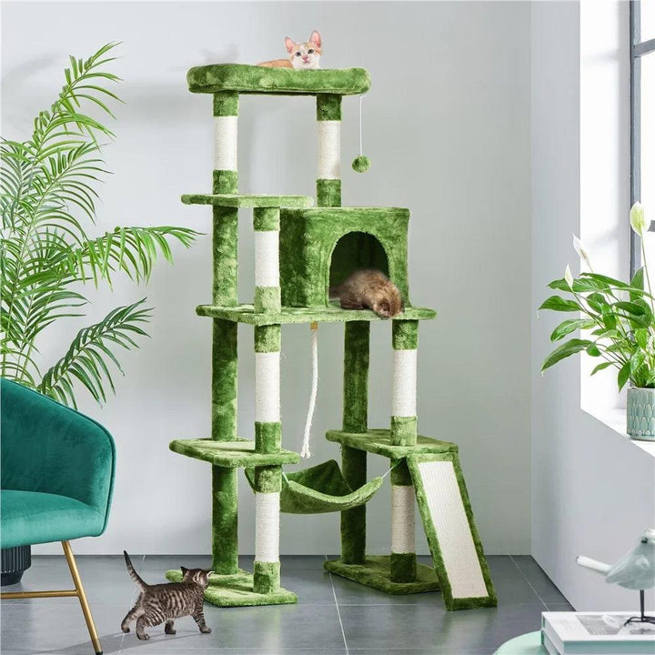 Green Cat Tree with Hammock - themiraclebrands.com