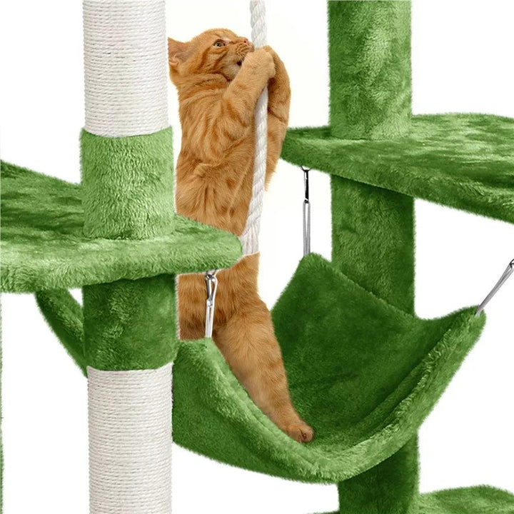 Green Cat Tree with Hammock - themiraclebrands.com