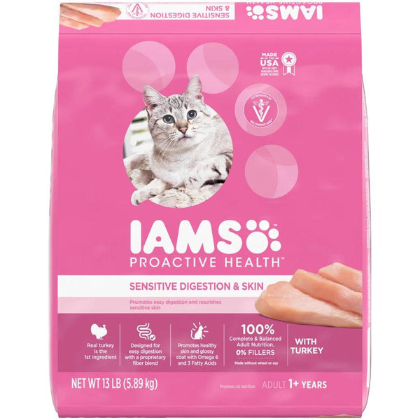 IAMS Sensitive Digestion & Skin Turkey Cat Food - 13 lb Bag - themiraclebrands.com