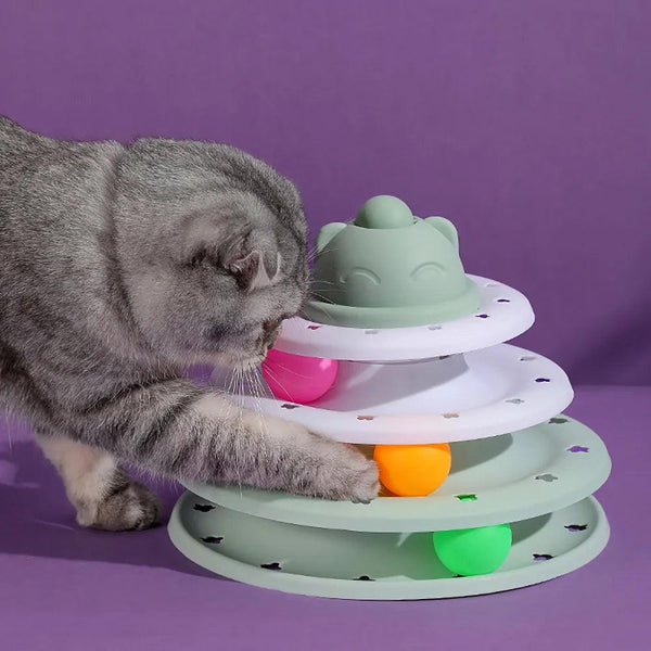 Interactive Cat Toy Tower with Roller Balls (4 Levels) - themiraclebrands.com