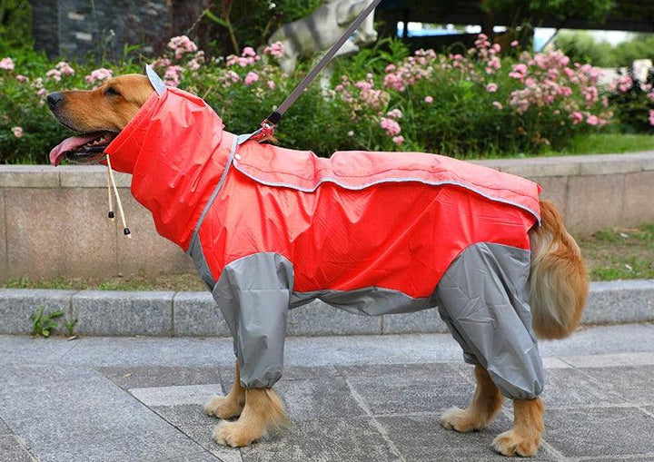 Large Dog Waterproof Four-Legged Golden Fur Raincoat - themiraclebrands.com