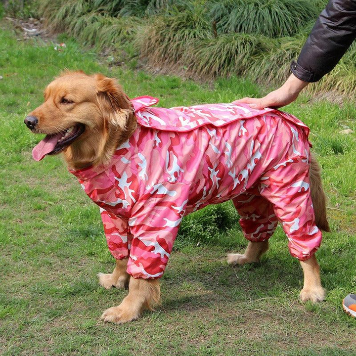 Large Dog Waterproof Four-Legged Golden Fur Raincoat - themiraclebrands.com