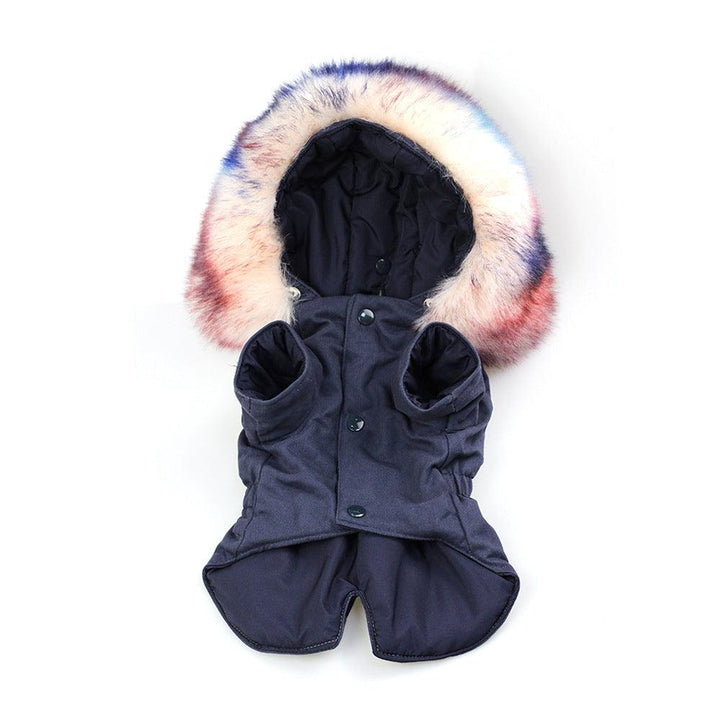 Pet Fur Collar Military Coat | Faux Fur Warm Dog Coat - themiraclebrands.com