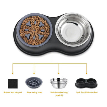 Non-Slip Stainless Steel Double Pet Bowl - themiraclebrands.com
