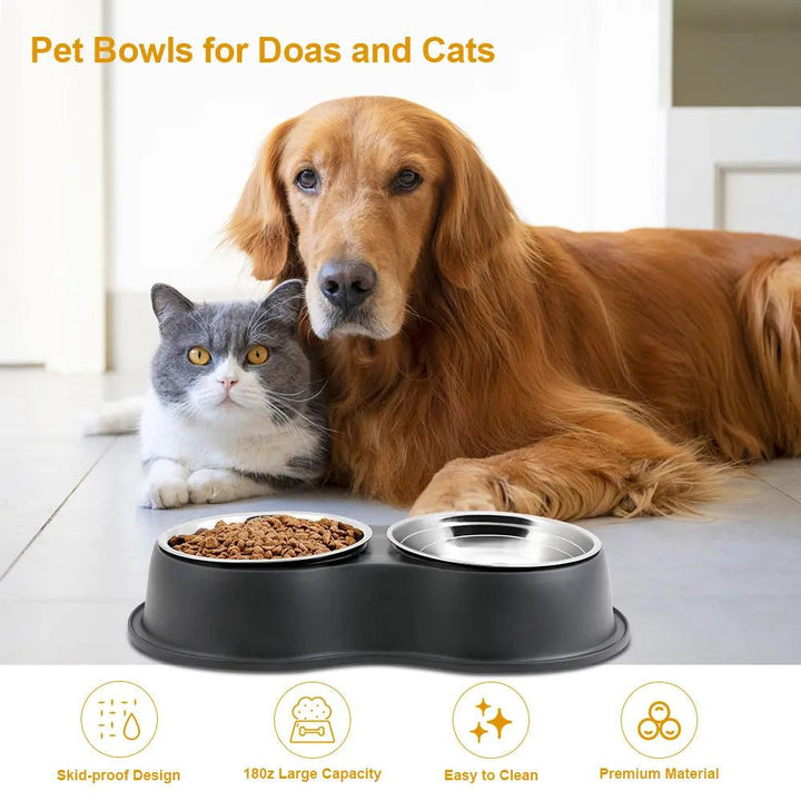 Non-Slip Stainless Steel Double Pet Bowl - themiraclebrands.com