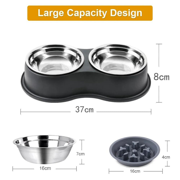 Non-Slip Stainless Steel Double Pet Bowl - themiraclebrands.com