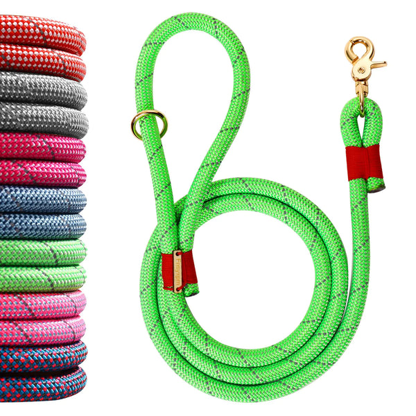 Reflective Braided Nylon Dog Leash - Strong 5 FT Green