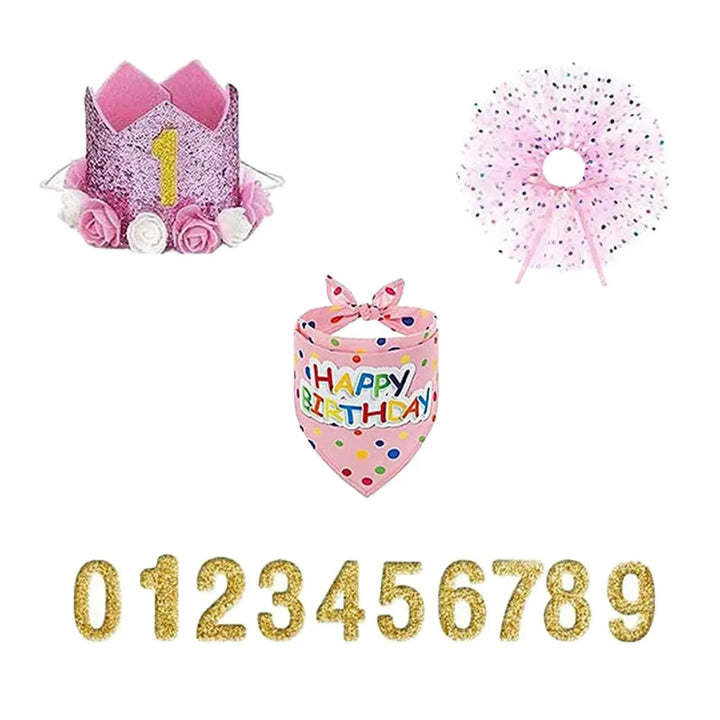 Pet Birthday Party Crown Pink Scarf Set - themiraclebrands.com
