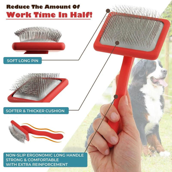 Pet Slicker Brush - Long Wire Pin, Large Dog Grooming Comb - themiraclebrands.com