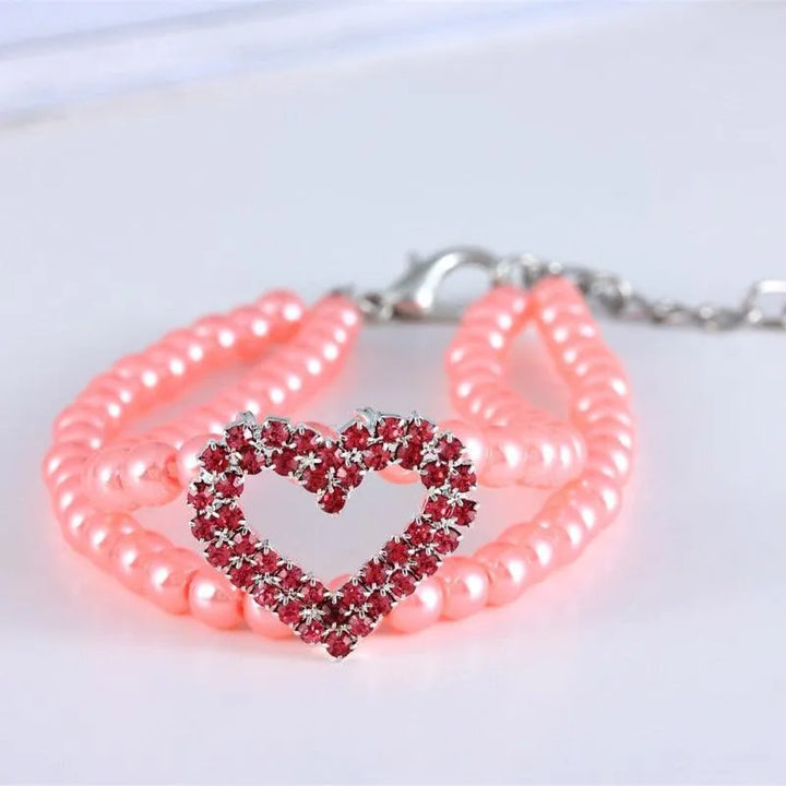 Rhinestone Heart Pearl Pet Collar Necklace - themiraclebrands.com
