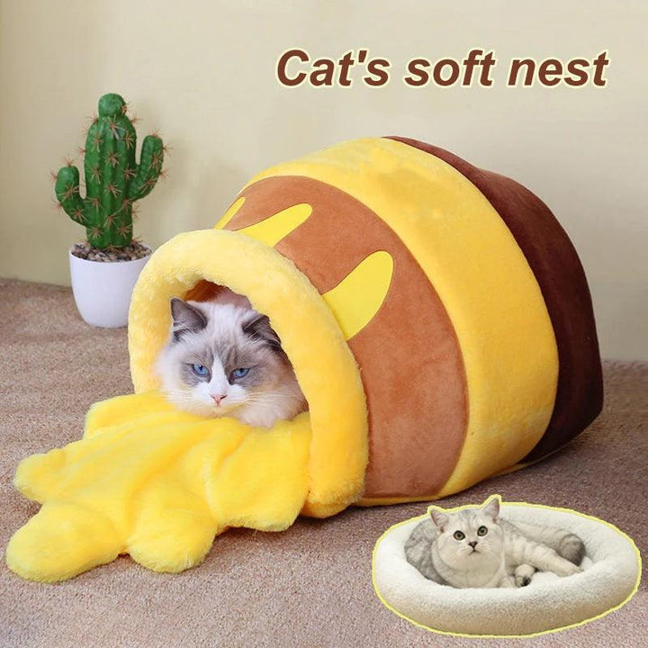 Plush Cozy Cat Dog Bed Basket - themiraclebrands.com