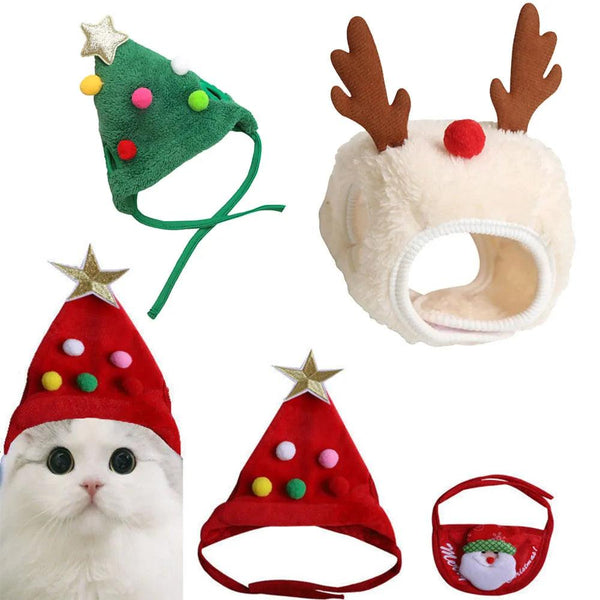 Santa Hat with Bib Scarf Pet Christmas Costume - themiraclebrands.com