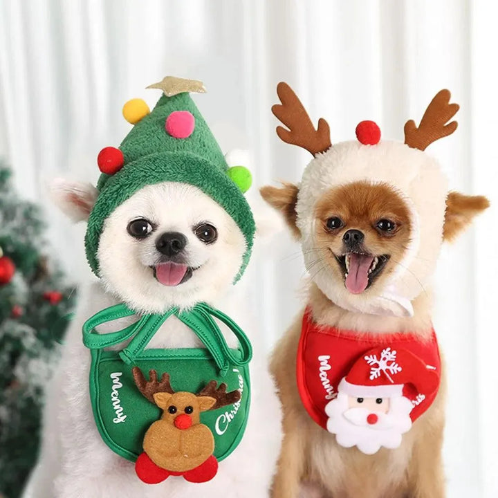 Santa Hat with Bib Scarf Pet Christmas Costume - themiraclebrands.com