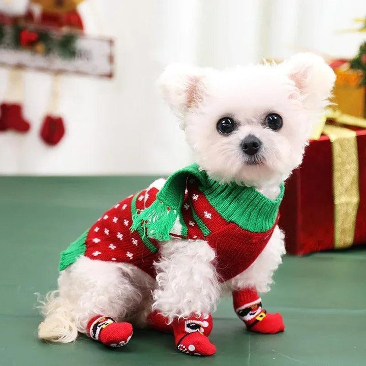 Teddy Christmas Shoes 4Pcs Cat Dog Socks - themiraclebrands.com