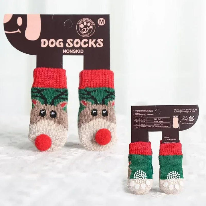 Teddy Christmas Shoes 4Pcs Cat Dog Socks - themiraclebrands.com