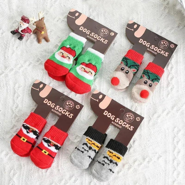 Teddy Christmas Shoes 4Pcs Cat Dog Socks - themiraclebrands.com