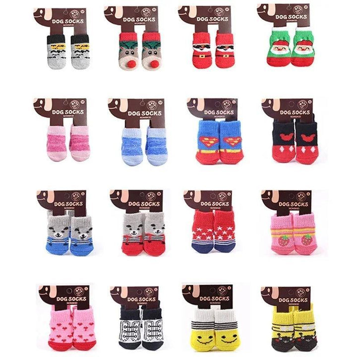 Teddy Christmas Shoes 4Pcs Cat Dog Socks - themiraclebrands.com