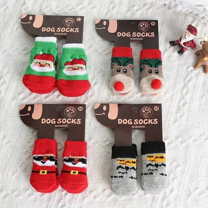 Teddy Christmas Shoes 4Pcs Cat Dog Socks - themiraclebrands.com