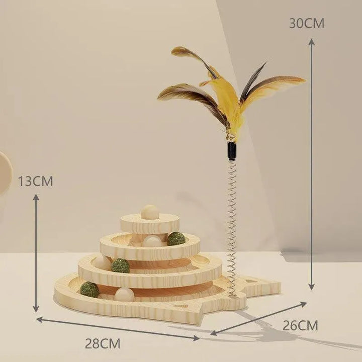 Wooden Cat Toy Tower Triple Disc - themiraclebrands.com