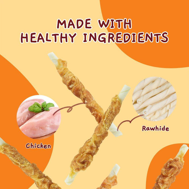 Chicken Wrapped Rawhide Sticks Dog Treats 10.6 Oz - themiraclebrands.com