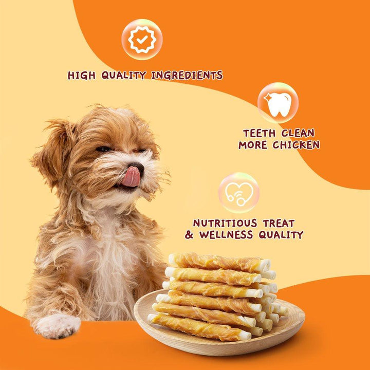 Chicken Wrapped Rawhide Sticks Dog Treats 10.6 Oz - themiraclebrands.com