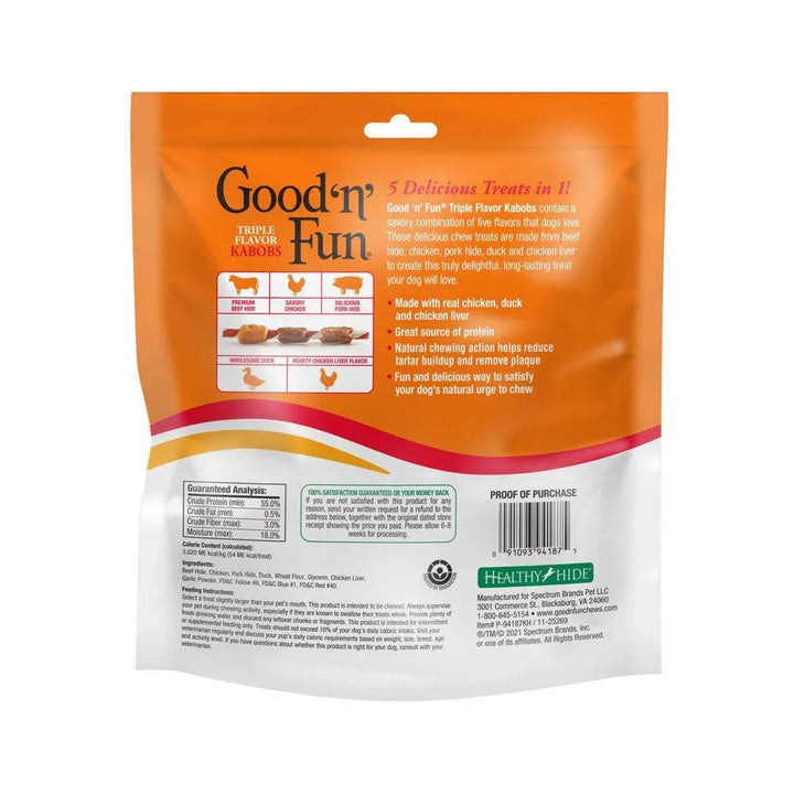 Triple Flavor Kabobs Dog Treats 12 Oz 18 Count - themiraclebrands.com